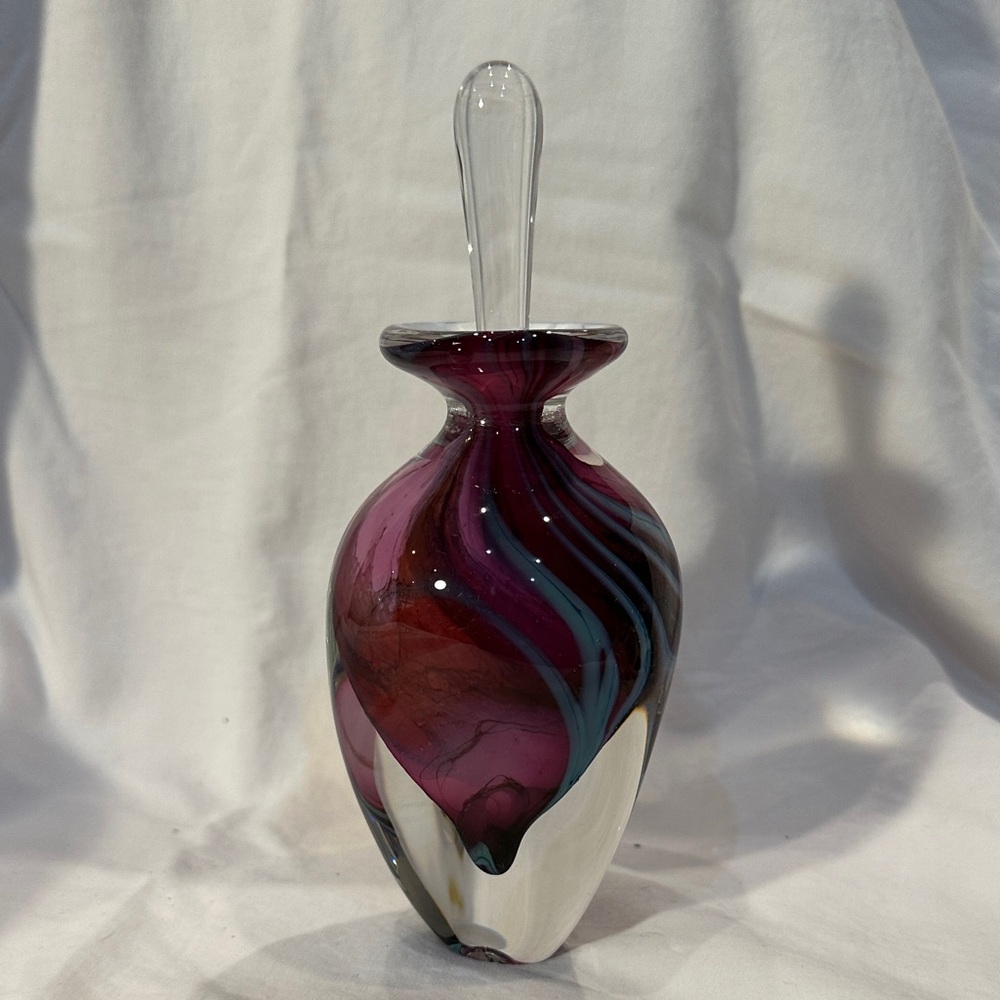 Artistic Glass Vase with Rich Purple and Blue Hues
